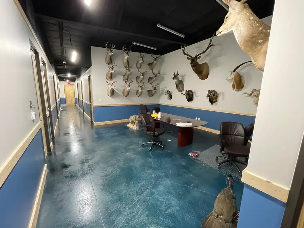 Blue decorative concrete floor