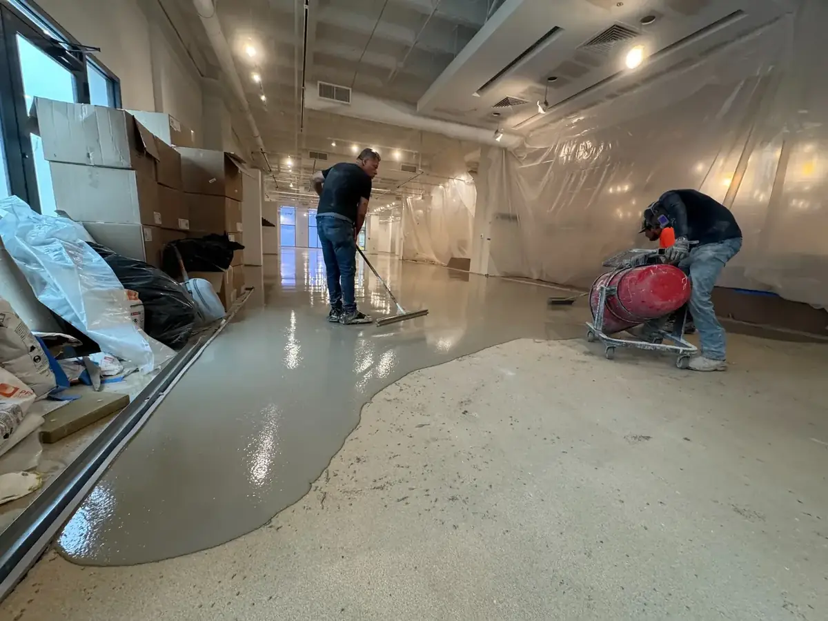 Floor remediation and resurfacing in progress