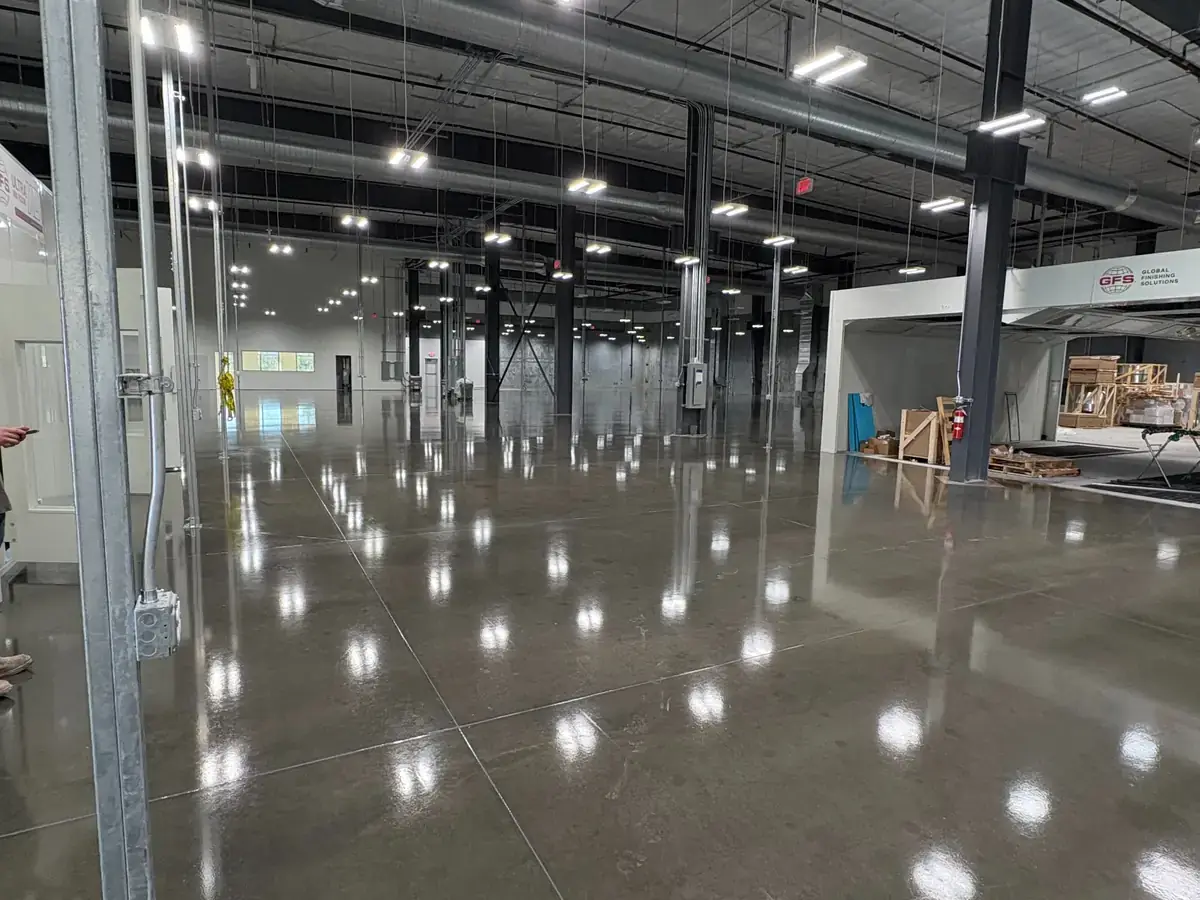 Large industrial sealed concrete floor